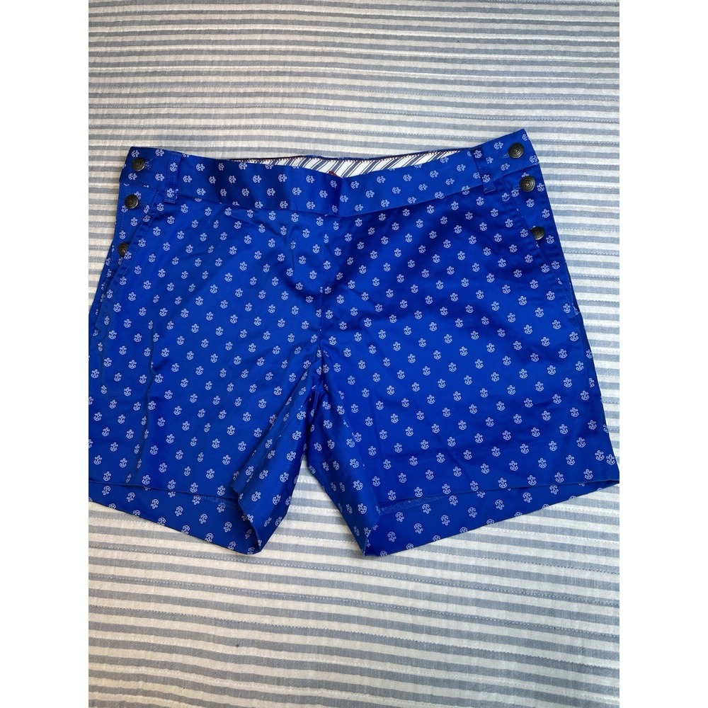 Brooks Brothers Women's Blue Anchor Print Shorts Size‎ 6 Cotton Stretch Nautical